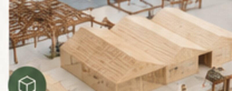 Trækonstruktion i en arkitektmodel af huset.